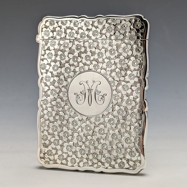 1904 British Antique Sterling Silver Card Case 57g BOX GEORGE UNITE